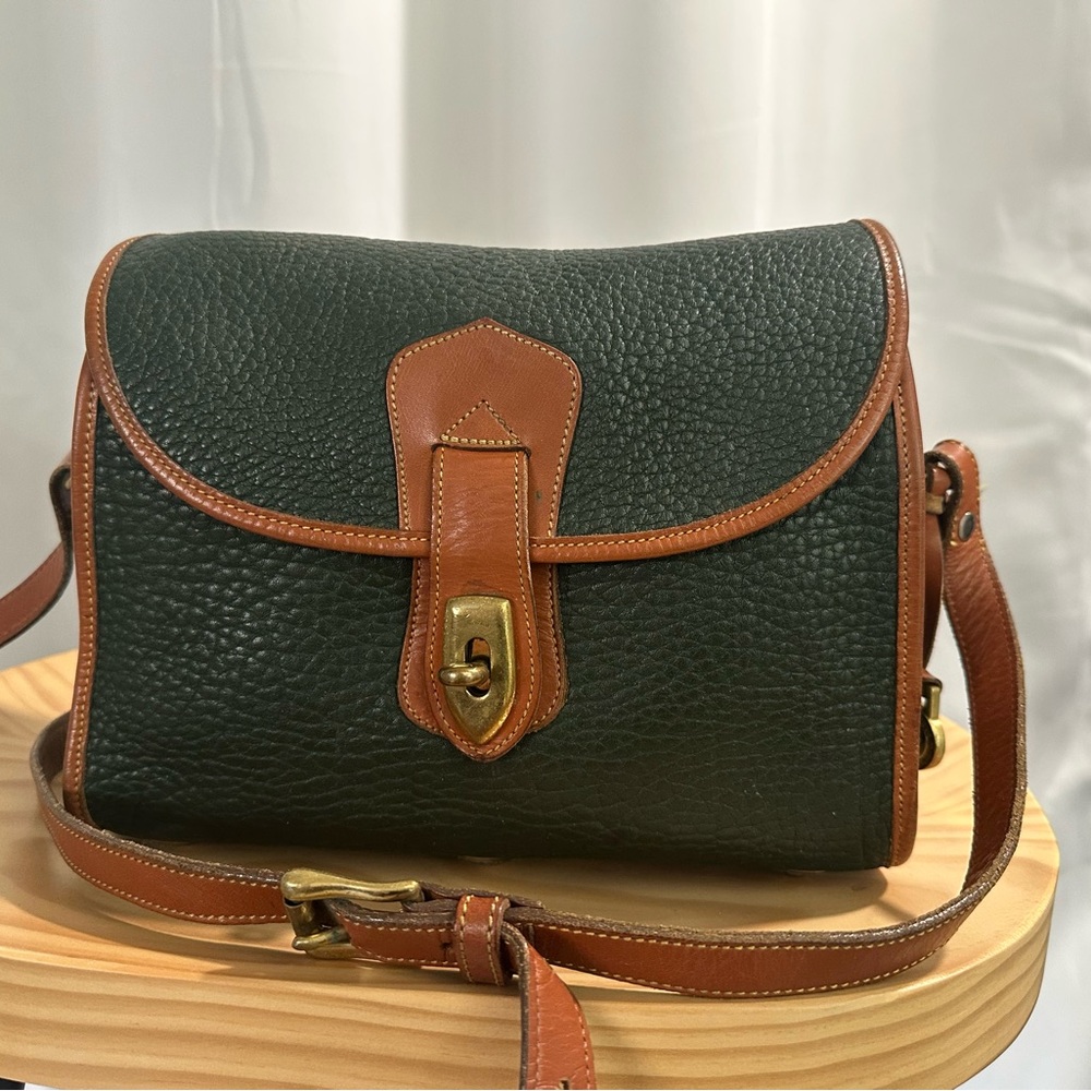 Vintage Dooney & Bourke Green and Brown Crossbody Bag